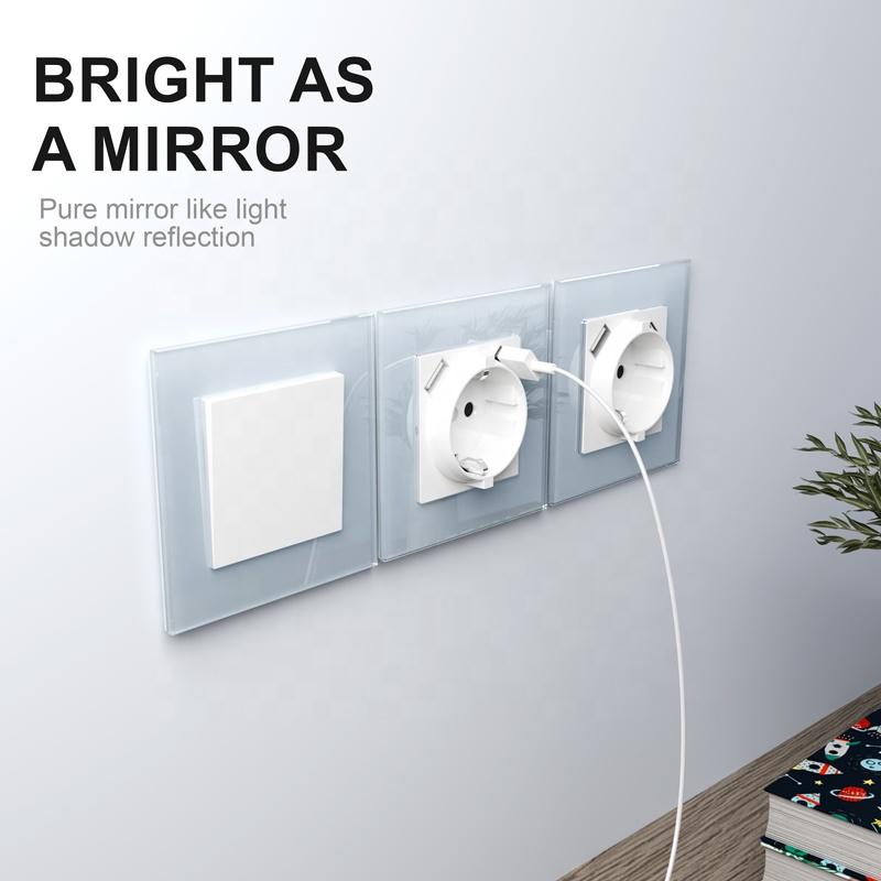 White Black Gold Grey Glass Light Switch Design 1 Gang 1 Way 2 Way 3 Way Manual Wall Switch