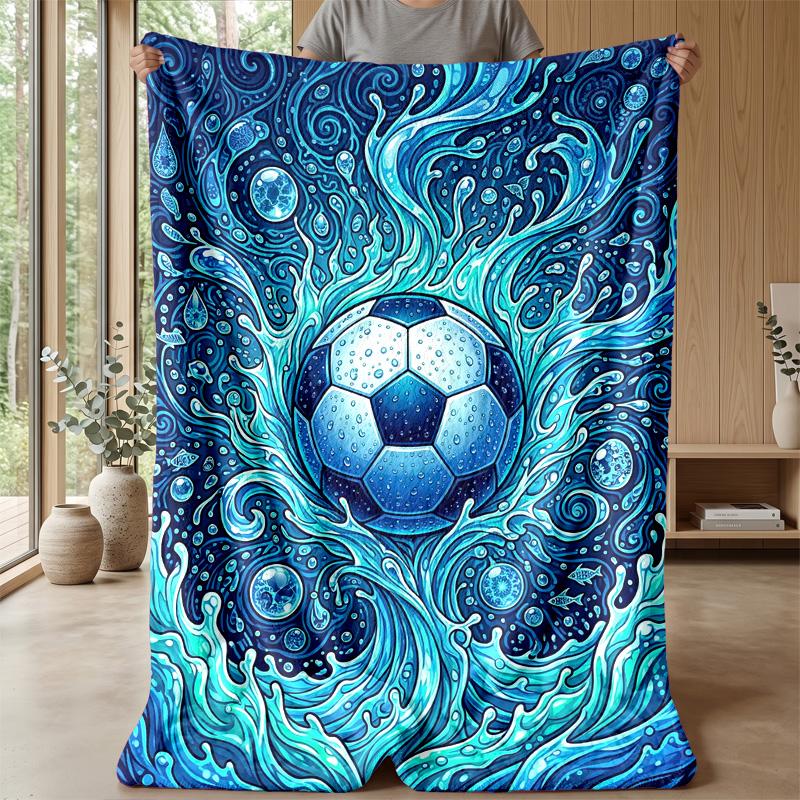 Soccer Ball in Stadium Theme blanket Lightweight Warm Flannel Blanket Decorative Throw Blanket for Home Decoration