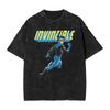 Vintage Washed Oversized TShirt InvincibleSuperhero Print Cotton Casual Short Sleeve Retro Streetwear Tee for Men Women