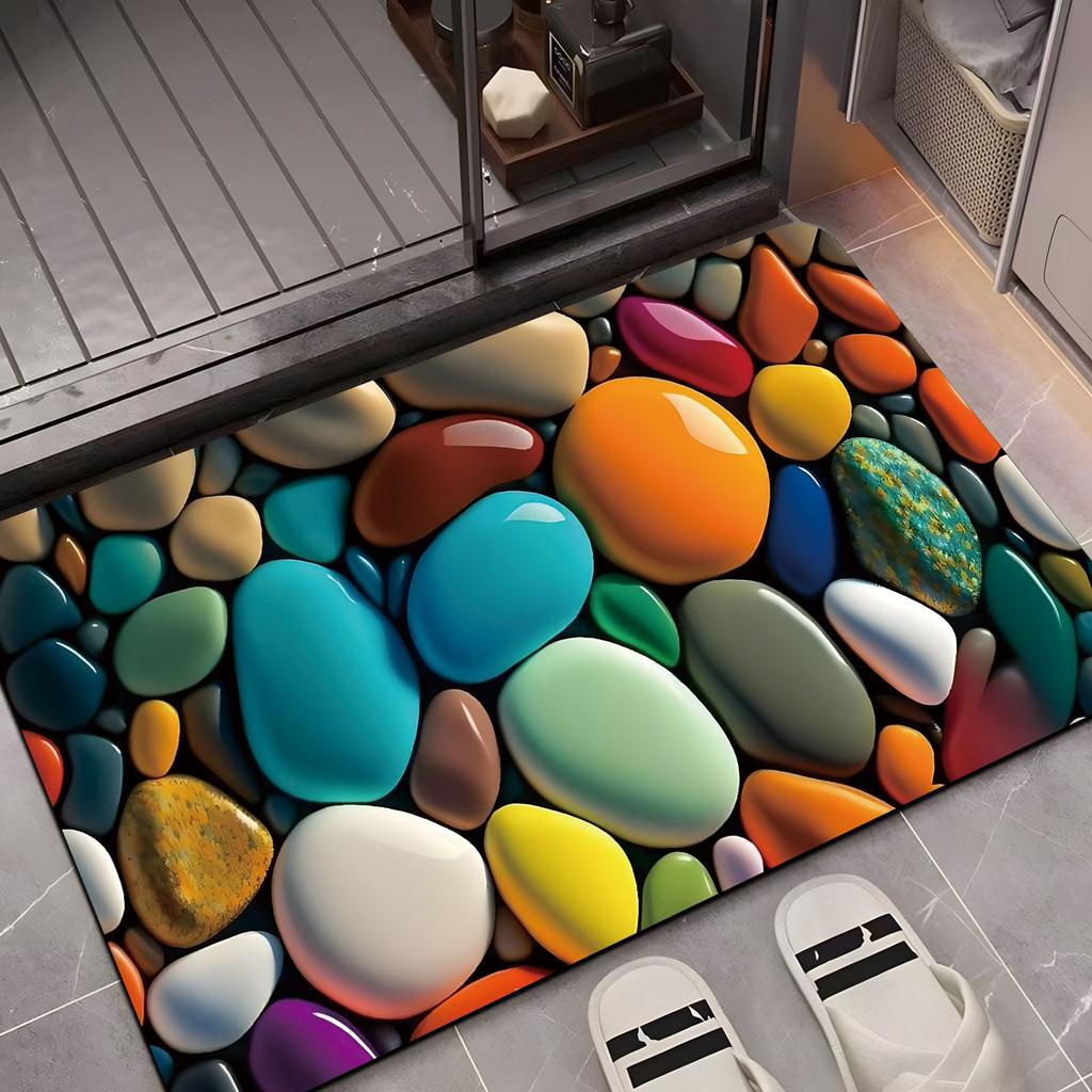 3D Naked Eye Textured Pebble Diatom Mud Floor Mat Bathroom Water Absorbent Anti-slip Quick-drying Foot Mat