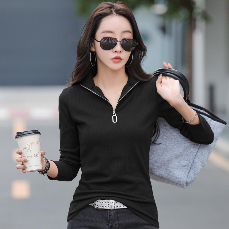 2024 Fall/Winter Women's Slim Fit Half-High Collar Long Sleeve Zipper Top