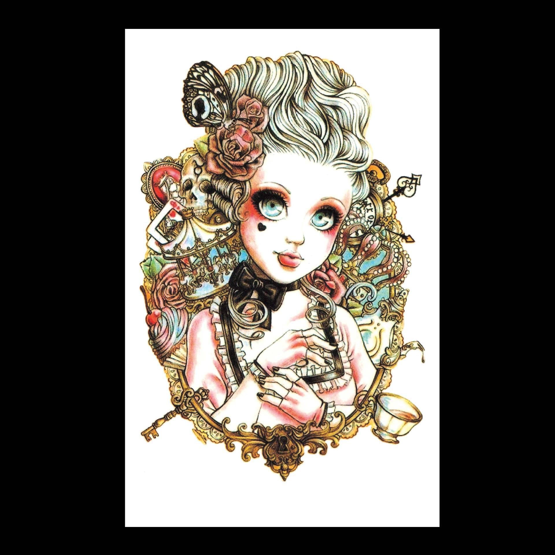 

Водонепроницаемые наклейки для татуировки: Волк, Карп, Гуань Гун, Череп, Пламя, Гейша, Крест, Сова, Цветы 12*19cm