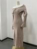 Women's Elegant Off-the-Shoulder Knit Dress with Lapel - European & American Style 2026