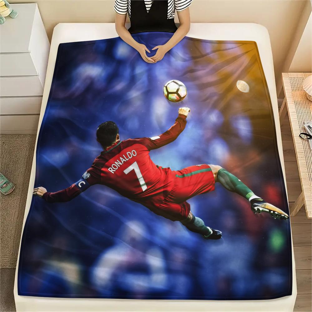 Calcio Ronaldo, coperta in flanella con motivo, alta qualità, confortevole per tutte le stagioni, decorazione per la casa, calore e comfort, perfetta per i regali.