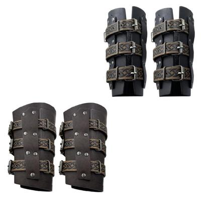 2lots Gothicism Leather Wristband Medieval Armors Bracers Unisex Wrist Bracers for Cosplayers and History