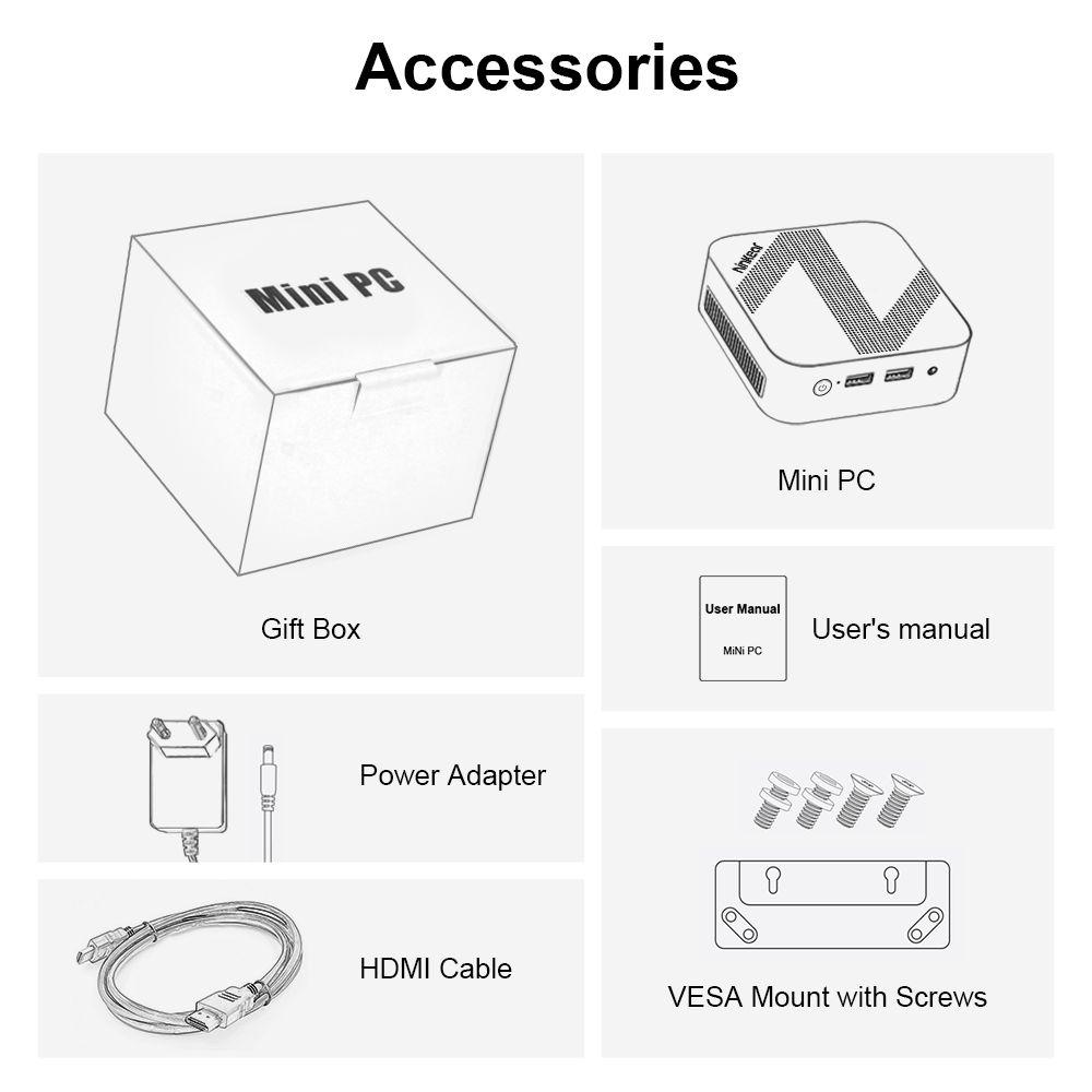 Ninkear MBOX 11 Mini PC, Intel Twin Lake N150 4 Cores Max 3.6GHz, 16GB RAM 512GB SSD, HDMI2.0 + DP1.4 (4K@60Hz) Dual Screen Display