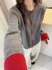 Damen Retro Wollstrick-Cardigan im koreanischen Stil - Einreiher, Weich, Flauschig, mit Patchwork-Bündchendesign für Herbst/Winter 2026.