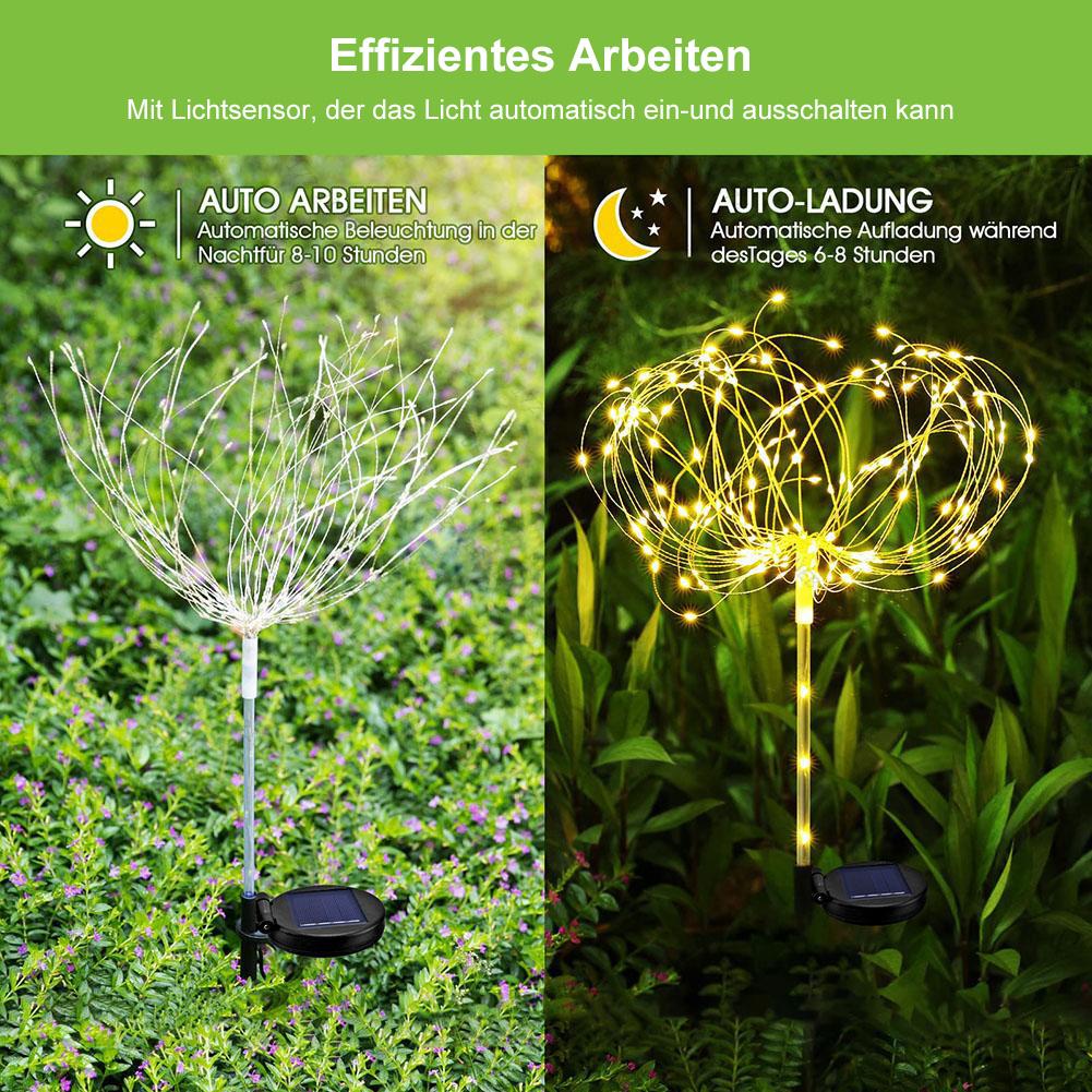 2Pcs Smart Sparklers Firework LED String Light Waterproof Outdoor Solar Fairy Lights for Yard Patio Pathway Lawn Flowerbed Decor