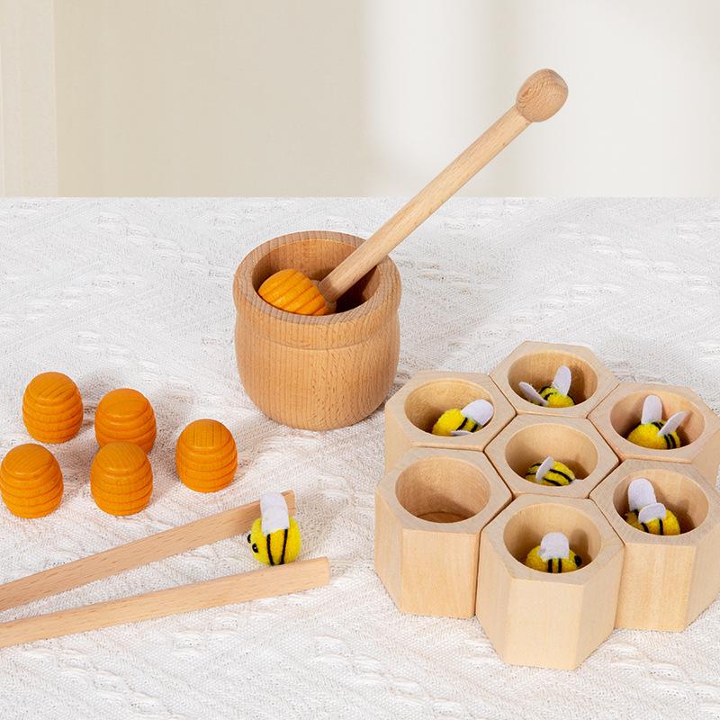 Montessori Wooden Bee Honeycomb Toy for Fine Motor Skills, Ages 3+