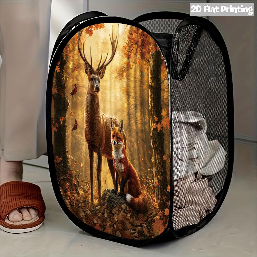 1Pcs Autumn Sunflower Pumpkin Series 6 Pop-Up Laundry Hamper Expandable Mesh Hamper Basket for Room Bedroom Bathroom Organization Contemporary Storage