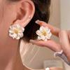 Minimalist Camellia Drop Earrings With Electroplated Finish For Ladies Summer