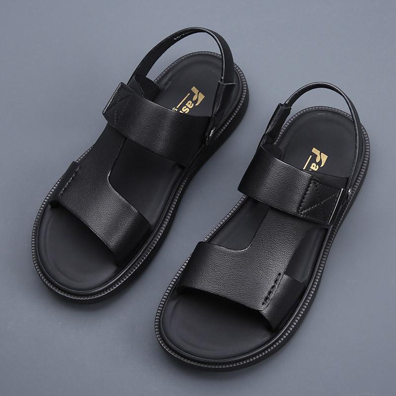 Men's High Quality Beach Shoes Sandals Cow Quality Genuine Leather Non-slip Men's Slippers Breathable Two Uses Soft Beach Shoes