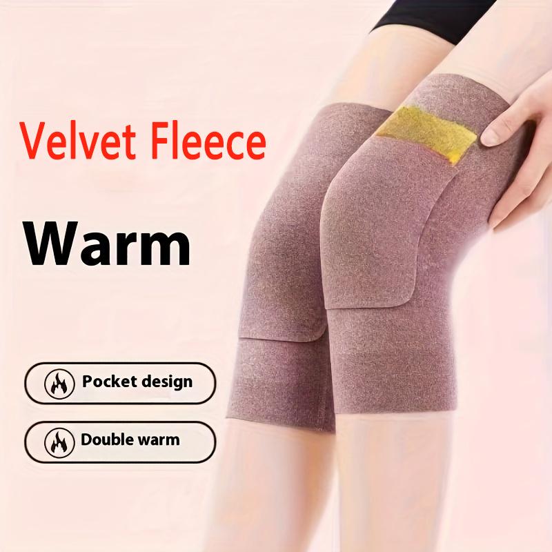 Winter Warm Knee Pads Thermal Velvet Fleece Joint Protection Wrap Sleeve Heat Patch Pocket Anti-cold Arthritis Joints Knee Brace