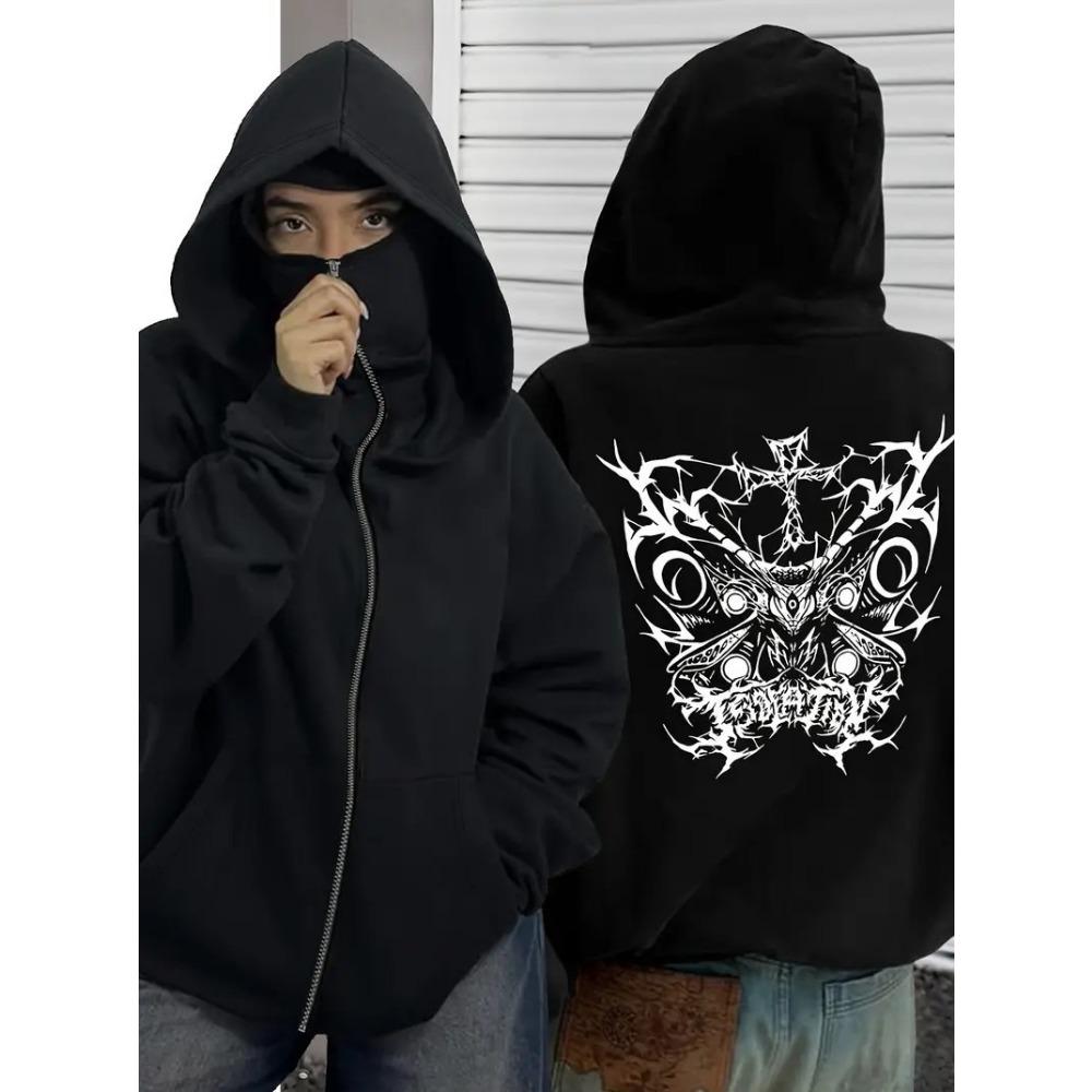 Shanglian Zippered Sweatshirt Hoodie Coat Unisex Spring Autumn Winter Fleece Double Hat Sweatshirt for Men