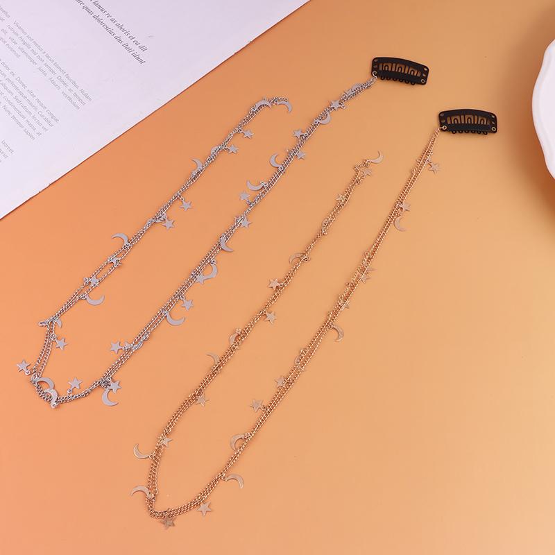 2Pcs Moon Star Braided Hair Chain Super Fairy Headdress Suitable For Women And Girls Daily Hair Accessories Gift