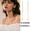 Stainless Steel Ball Dangle Threader Earring, Thin Chain Simple Long Earring Women Gift