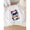 Unisex Crewneck Sweatshirt - Colorful Cat with Big Eyes And Bell Machine Washable, Spring And Autumn, Sportswear And Casual Wear, Soft And Comfortable