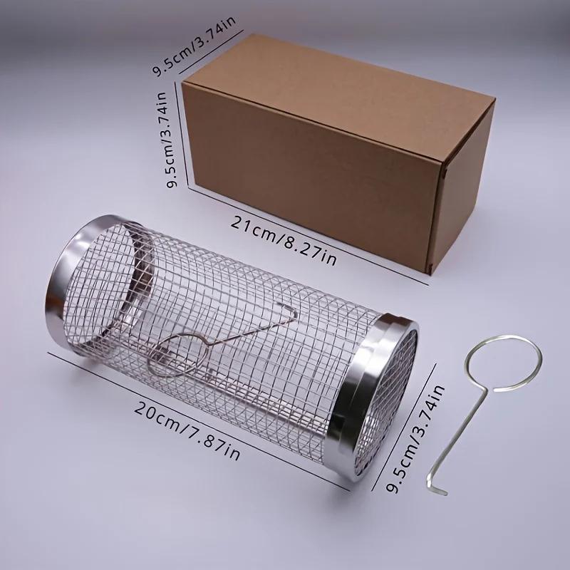 BBQ Rolling Basket – Rolling Grilling Baskets for Outdoor Grilling - Stainless Steel BBQ Grill Basket - BBQ Accessories for Outd