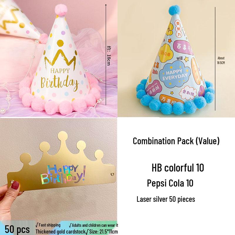 Creative Birthday Cake Pom-Pom Party Hat for Kids & Adults