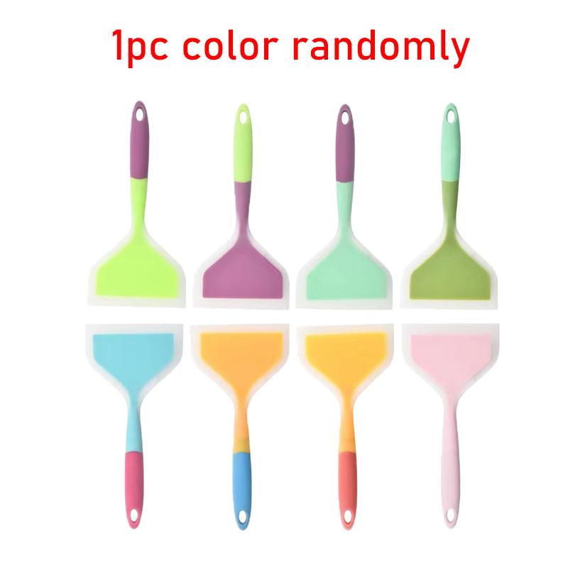 Silicone Spatula Kitchen Cooking Shovel Wide Mouth Non-stick Scraper Steak Beef Egg Cooking Spatula Pancake Baking Tools Random