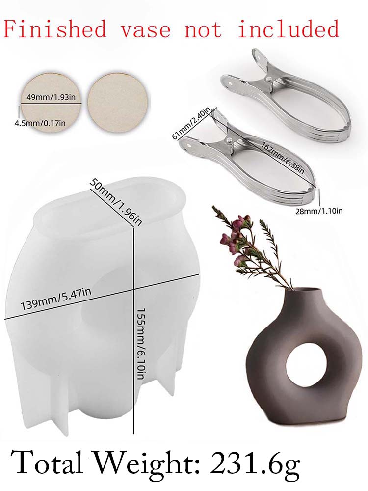 Simple Vase Silicone Mold DIY Donut Shape Flower Pot Plaster Table Ornaments Flower Arrangement Planter Craft Casting Molds