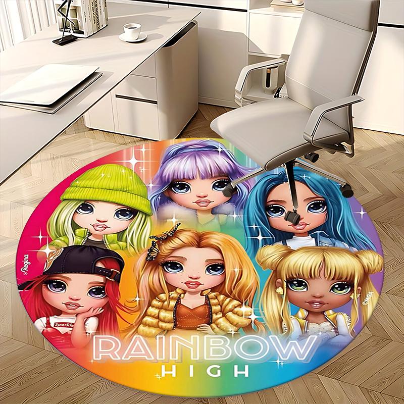 Rainbow High Dolls,Fashion Dolls Chair mat Round Rug Office carpet, Machine Washable, Non slip, Suitable for Living Rooms, Bedrooms