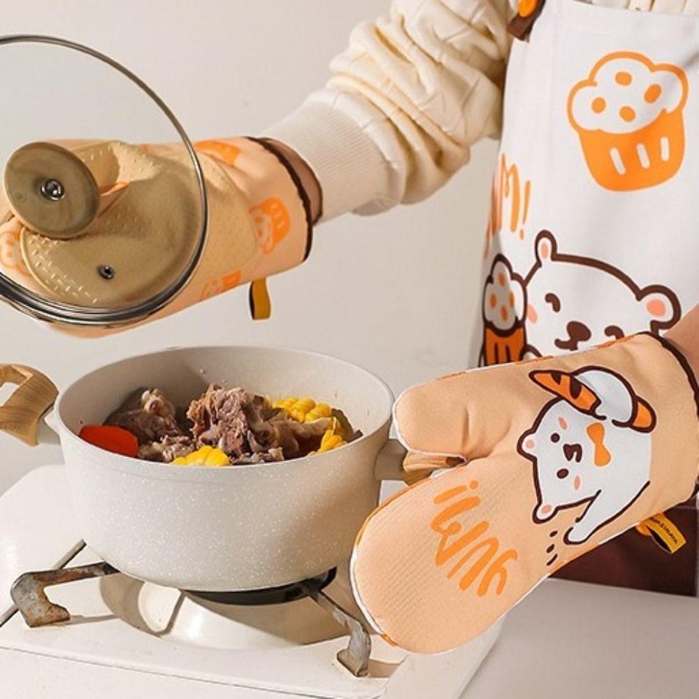 Verdickte, hitzebeständige Baumwollhandschuhe, Küchenofenhandschuhe, strapazierfähige Backhandschuhe