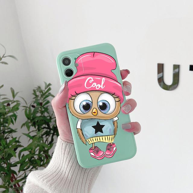

Чехол с милым мультяшным животным и совой для Iphone Se2 Se3 2022 8 7 Plus X Xr Xs, мягкий чехол для Iphone 11 12 13 14 Pro Max Mini 14plus Capa For iPhone SE3(2022)