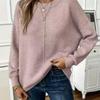 Herbst Winter Einfarbig Locker Lässig Pullover Damen Einfach Alleskönner Unterteil Strickpullover Top