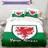 3pcs Custom Name Wales Bedding Set Duvet Cover Closure Includes 1 Duvet Cover & 2 Pillowcases, Soft and Comfortable for All Seasons.