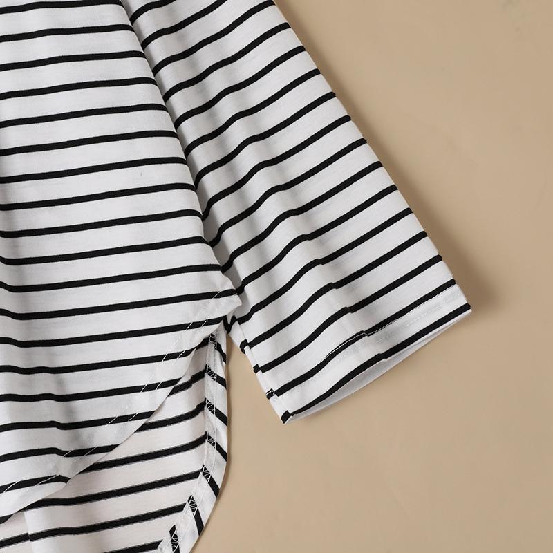ZANZEA Women Casual Round Neck Long Sleeve Loose Stripe T-Shirts