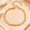 18K Gold Plated Hollow Oval Link Chain Stainless Steel Bracelets for Women, Minimalist Waterproof Elegant Jewelry Set Gifts