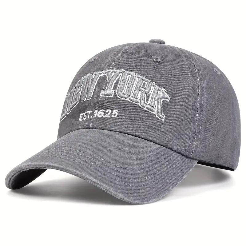 Embroidered 'NEW YORK' Baseball Cap - Washed Fabric, Spring & Autumn Style