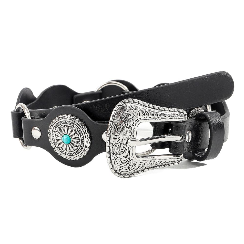 Pu Leather Western Style Belt Carving Y2K Jeans Belt Casual Bohemian Waist Belt  Decorative Jeans