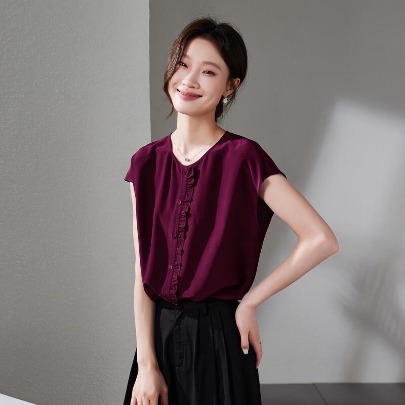 SOFSIL Women s 100% Mulberry Silk Short-Sleeved Blouse L