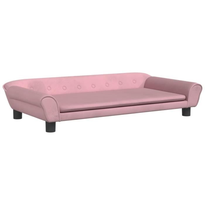 Lit pour chien - VIDAXL - 100x50x21 cm - Velours - Rose - Intérieur