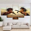 5 Panel/pieces HD Print Brown Running Horse animal wall posters Print On Canvas Art Painting For home living room decoration