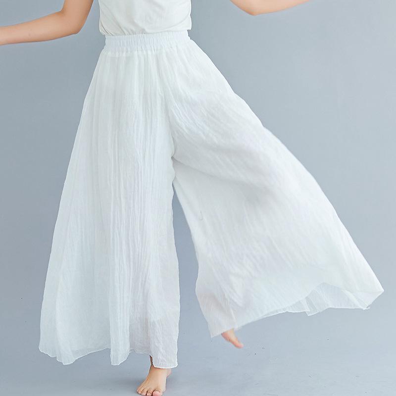 Ethnic Style Plus Size Elastic Waist Linen Skirt-Pants, 12 Colors - Lotte 2024 Mori Girl Collection