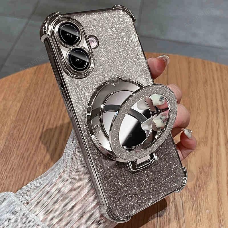 For Samsung Galaxy A06 A05 A04 A04e A03 Core A51 A03s A02s Four Corner Anti-shock Plating Case A 06 05 Makeup Mirror Stand Cover