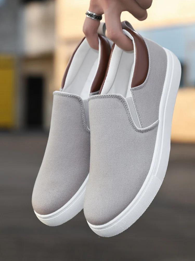 Fashion Autumn Men Canvas Casual Shoes Boys Male Sneaker Slip-on Vulcanized Flats Non-Leather Shoes Zapatos Hombres