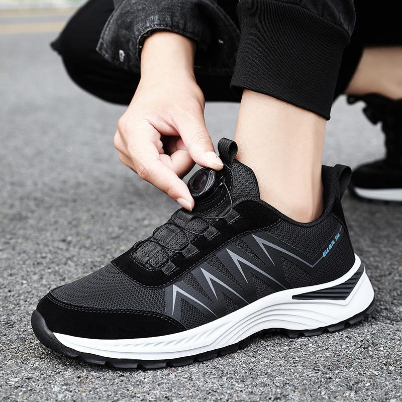 Spring and Summer Parents Couple Sports Shoes Rotating Button Free Lace-up Casual Shoes Walking Shoes