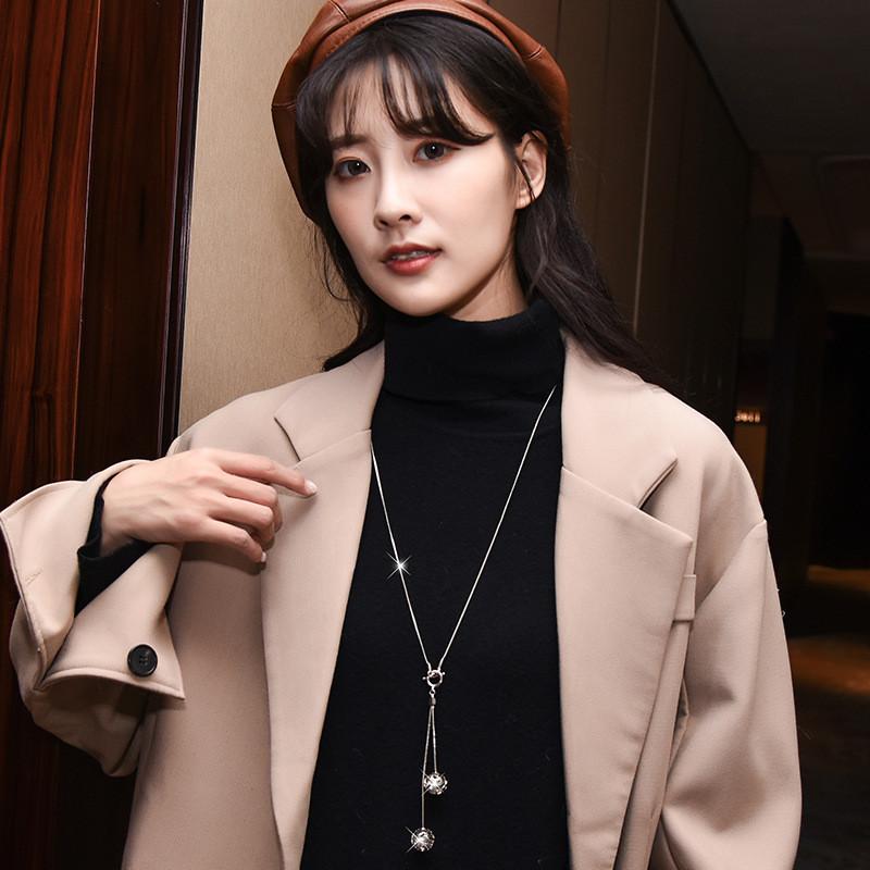 Chic 2021 Korean Style Tassel Ball T Bar Necklace For Women Beautiful Jewelry
