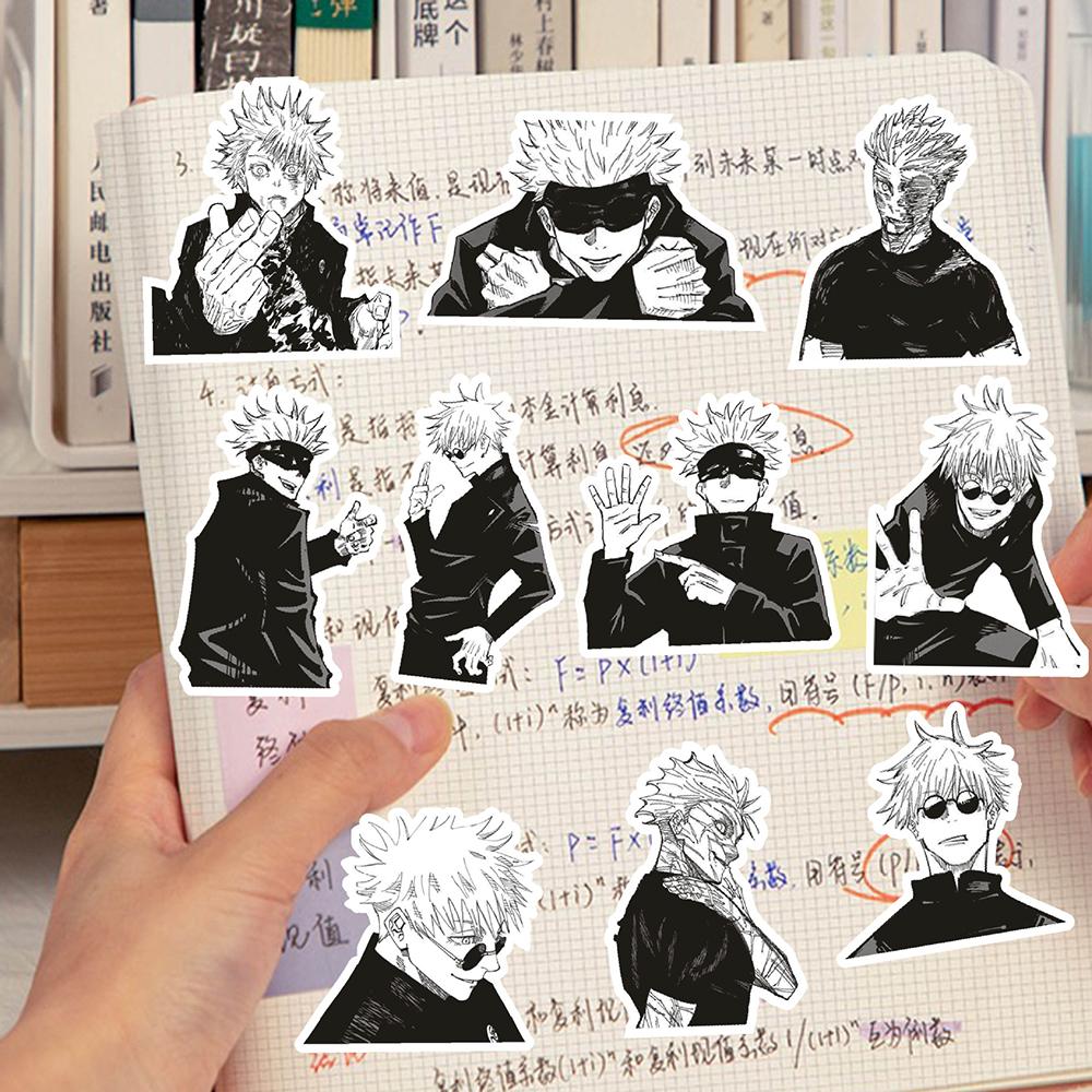 10/30/70pcs Black White Jujutsu Kaisen Stickers Cool Gojo Satoru Cartoon Decal DIY Luggage Suitcase Guitar Classic Anime Sticker