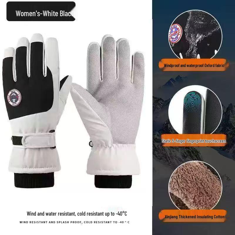 Winddichte, wasserdichte Skihandschuhe für das Radfahren im Freien im Winter, warm und kältebeständig mit Touchscreen-Funktion und dickem Samtfutter.