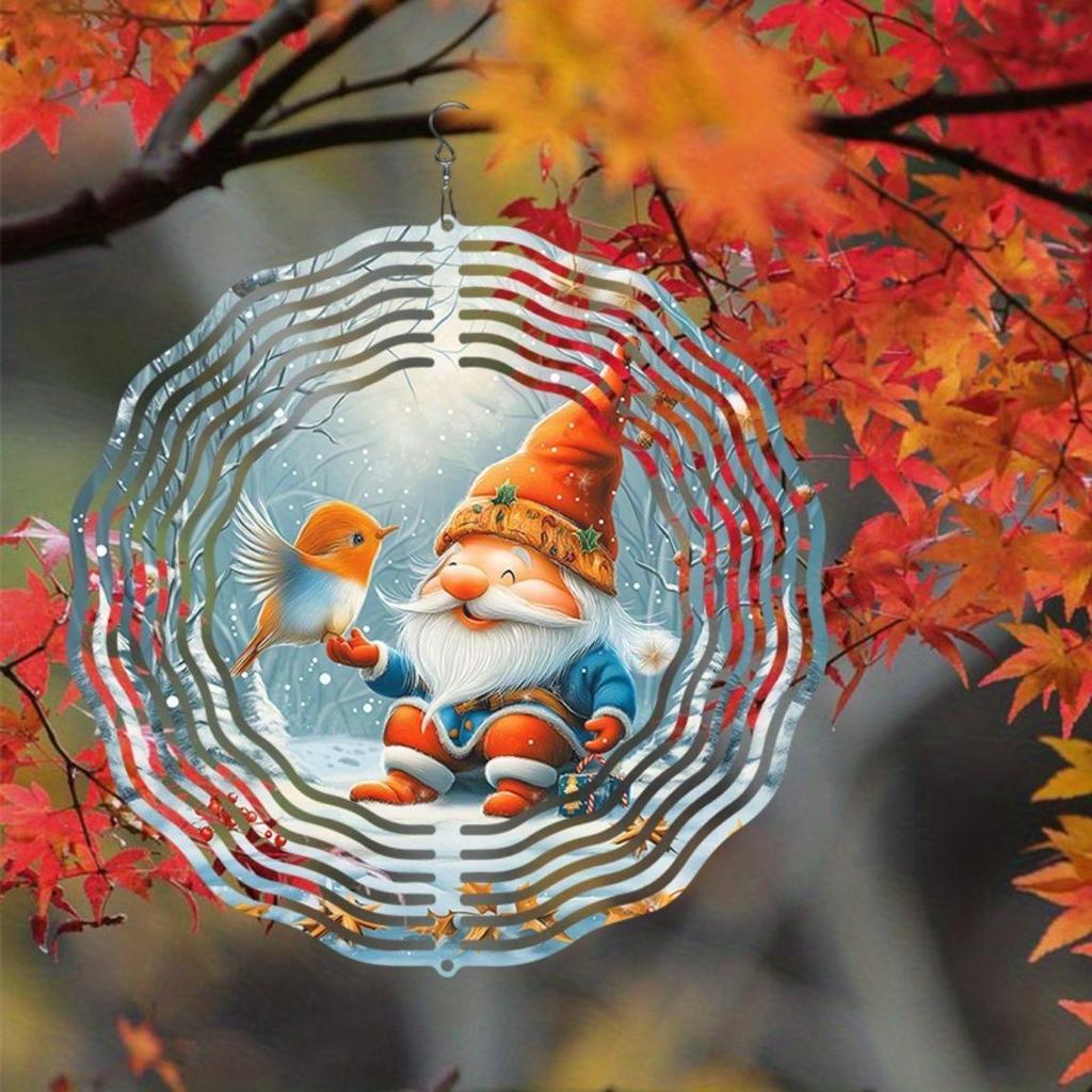 Weihnachtsgnom Windspiel Außendekor mit Schneeflocken Tannenzapfen und Vogeldesign für Garten Feiertag Hochzeit Geburtstagsgeschenk