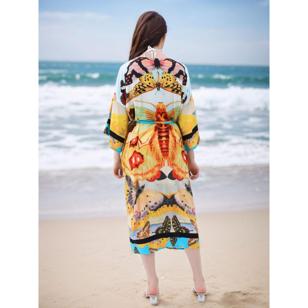 Plus Size Boho Kaftan Dress, Women's Plus Maxi Cover Up Dress
