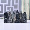 1pc Black Glitter Agate Crystal Columns Decorative Ornaments for Home and Office Natural Mineral Single Pointed for Room Decor