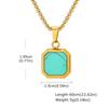Natural Stone Square Pendant Necklace for Men Boys,Stainless Steel Turquoise Pendant,Jewelry Gift for Husband Dad Son BBF