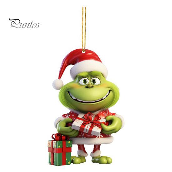 Christmas Green Elf Hanging Decoration Santa Claus Green-haired Elf Acrylic Home Office Xmas Tree Wall Window Hanging Ornament Pendant