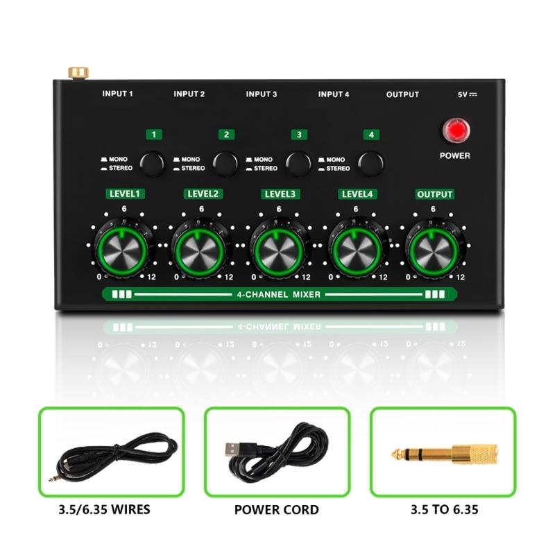 4 Input Auditory Controller Precise Volumes Adjustment Seamlessly Connection For Live Streaming Recording